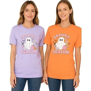 New Gildan Softstyle Orange & Athletic Purple Halloween Graphic Tee Size Small